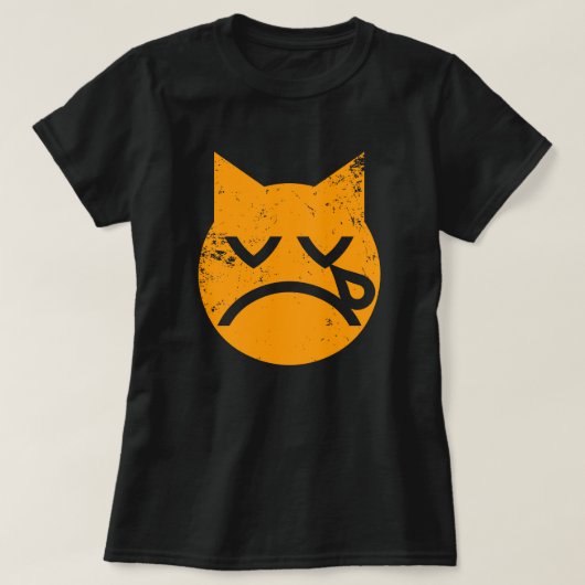 泣き叫びグランジ猫絵文字 Tシャツ (デザイン正面)
