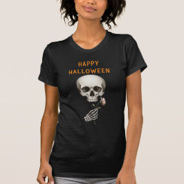 泣き叫びスケルトン保持バラハロウィーン Tシャツ