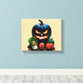 泣き叫びトマト&パンプキンパル – ハロウィーンユーモア キャンバスプリント (インサイチュ (ウッドフロア))