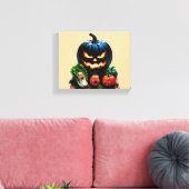 泣き叫びトマト&パンプキンパル – ハロウィーンユーモア キャンバスプリント (インサイチュ (リビング))