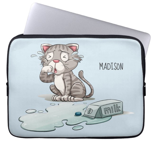 泣き叫びネコ名前をカスタムする&カラーラップトップスリーブ ラップトップスリーブ (正面)