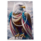 泣き叫びハゲとアメリカ国旗 ミディアムペーパーバッグ (正面)