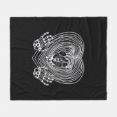 泣き叫びハートイン白 – スケルトンハンドハート フリースブランケット (正面(横))