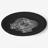 泣き叫びハートイン白 – スケルトンハンドハート ペーパープレート (アングル)