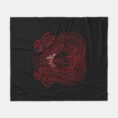 泣き叫びハートイン赤 – スケルトンハンドハート フリースブランケット (正面(横))