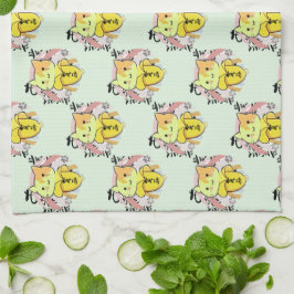 泣き叫びバナナキャットパターン キッチンタオル