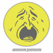 泣き叫びビッグ口イエロー顔式&名前14" シール (正面)