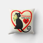 泣き叫びブラックキャットオールドファッションドバレンタインヴィンテージ クッション (裏面)