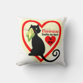 泣き叫びブラックキャットオールドファッションドバレンタインヴィンテージ クッション (正面)