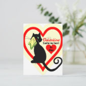 泣き叫びブラックキャットオールドファッションドバレンタインヴィンテージ ポストカード (スタンド正面)