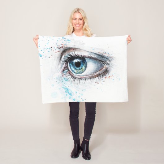 泣き叫びブルーアイ(悲しみ、悔やみや弔慰、うつ病) フリースブランケット (インサイチュ)