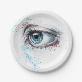 泣き叫びブルーアイ(悲しみ、悔やみや弔慰、うつ病) ペーパープレート