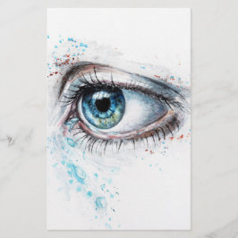 泣き叫びブルーアイ(悲しみ、悔やみや弔慰、うつ病) 便箋