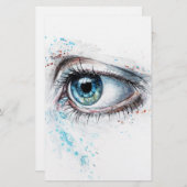 泣き叫びブルーアイ(悲しみ、悔やみや弔慰、うつ病) 便箋 (正面/裏面)