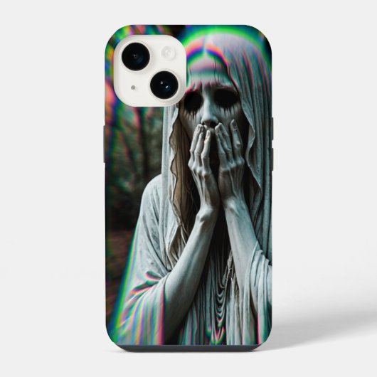 泣き叫び墓地の像をテーマにしたiPhone 16ケース iPhoneケース (裏面)