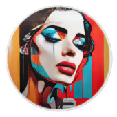 泣き叫び女性ポップ・アートの芸術 セラミックノブ (正面)