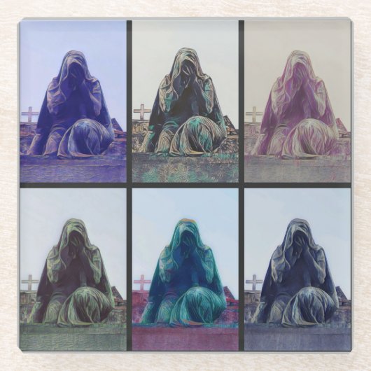 泣き叫び女性海岸 ガラスコースター (正面)