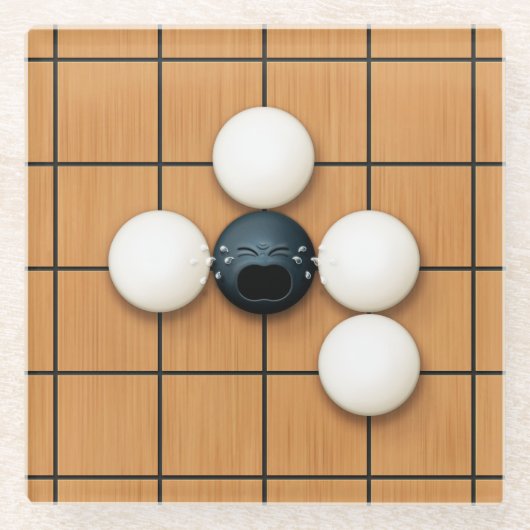 泣き叫び御石inあたりおもしろいいご ガラスコースター (正面)