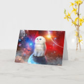 泣き叫び猫の宇宙 カード (黄色い花)