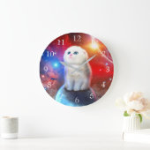 泣き叫び猫の宇宙 ラージ壁時計 (ホーム)