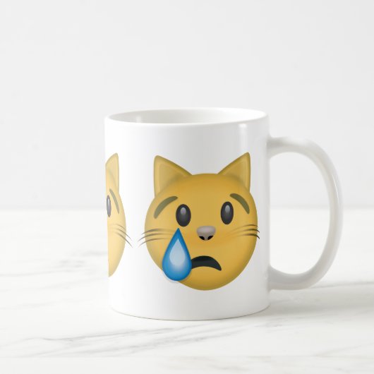 泣き叫び猫の顔Emoji コーヒーマグカップ (右)