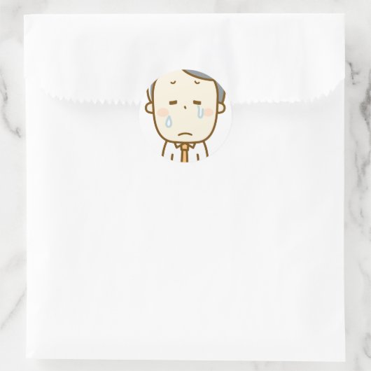 泣き叫び男の悲しい悲しみの謝罪の涙を後悔 ラウンドシール (バッグ)