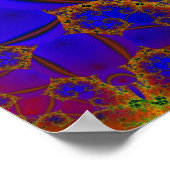 泣き叫び |青と黄色のフラクタルアート ポスター (角)