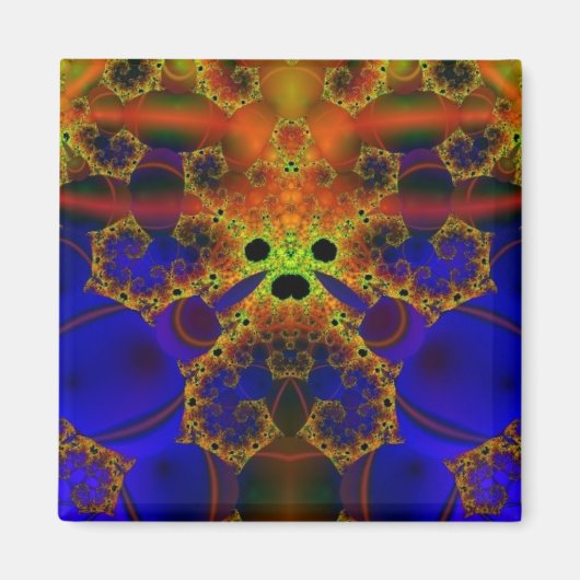 泣き叫び |青と黄色のフラクタルアート マグネット (正面)