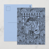 泣き崩れる守護天使、墓地での哀悼の意を表す ポストカード (正面/裏面)