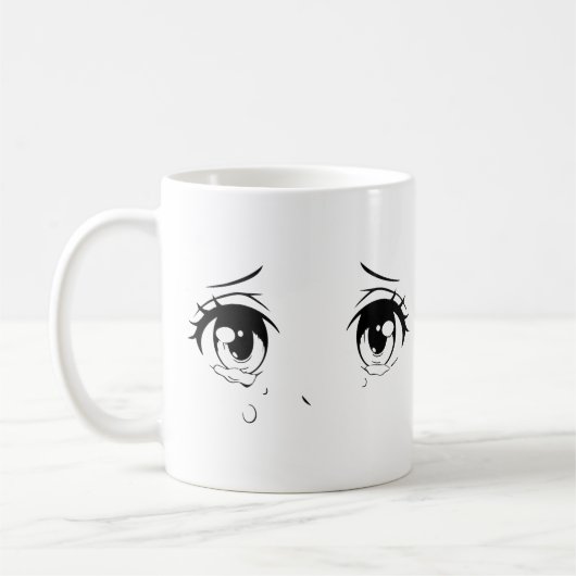 泣くアニメの目 マグカップ - 美しいサドコアデザイン (左)