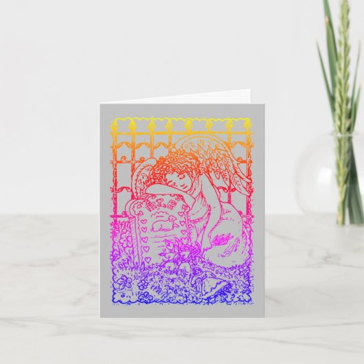 泣くガーディアンエンジェル墓地モーニング悔やみや弔慰 カード (正面)