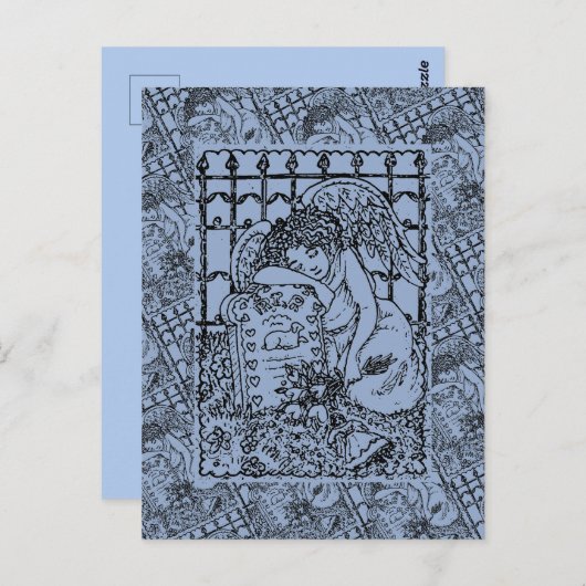 泣くガーディアンエンジェル墓地モーニング悔やみや弔慰 ポストカード (正面/裏面)