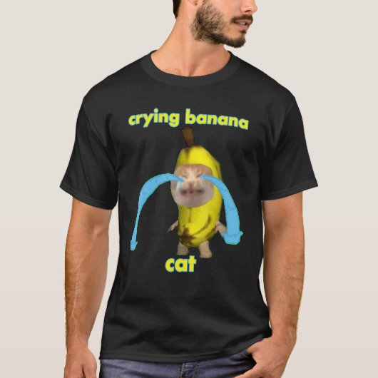 泣くバナナ猫 Tシャツ (正面)