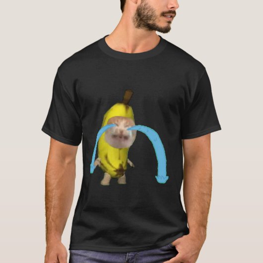 泣くバナナ猫 Tシャツ (正面)
