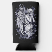 泣く天使の彫刻 – スプラッシュ付き1 スリム缶クーラー (正面)