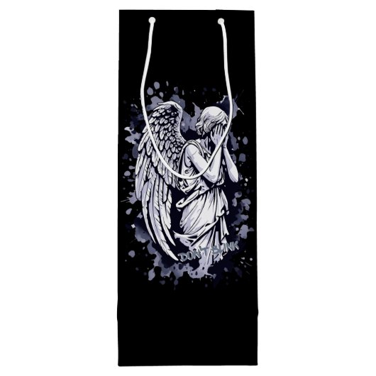 泣く天使の彫刻 – スプラッシュ付き1 ワインギフトバッグ (裏面)