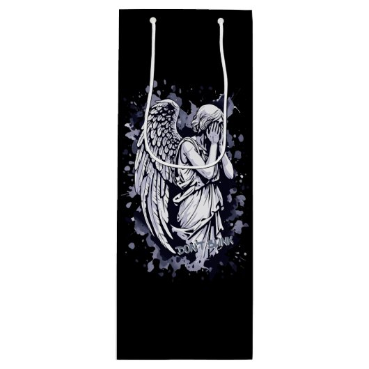 泣く天使の彫刻 – スプラッシュ付き1 ワインギフトバッグ (正面)