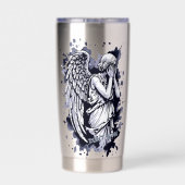 泣く天使の彫刻 – スプラッシュ付き1 保温保冷タンブラー (背面)