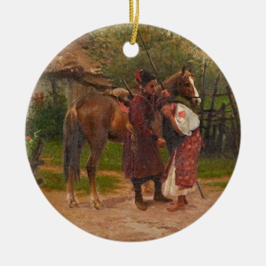 泣く女の子を持つウクライナ語Kozak セラミックオーナメント (正面)