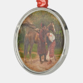 泣く女の子を持つウクライナ語Kozak メタルオーナメント (左)