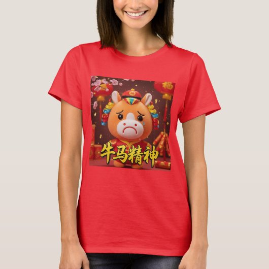 泣く馬:旧正月Tシャツ Tシャツ (正面)