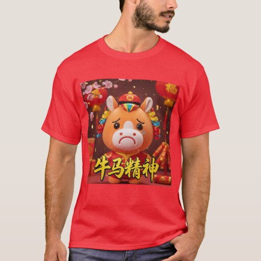 泣く馬:旧正月Tシャツ Tシャツ (正面)