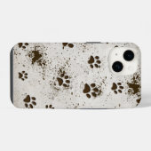 泥だらけの犬の手のプリント iPhoneケース (裏面横)