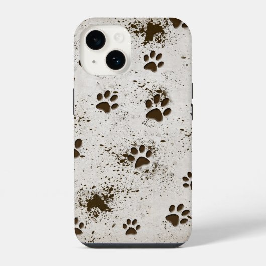 泥だらけの犬の手のプリント iPhoneケース (裏面)