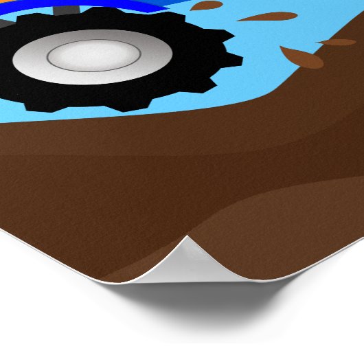 泥だらけの青いモンスタートラックパーソナライズされた ポスター (角)