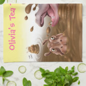 泥のおもしろいのふきんのカバ。 女の子の名前 キッチンタオル (折り畳み)