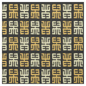 泥のプリント刺激を受けたパターン|黒/黄/オレンジ ファブリック (見本)