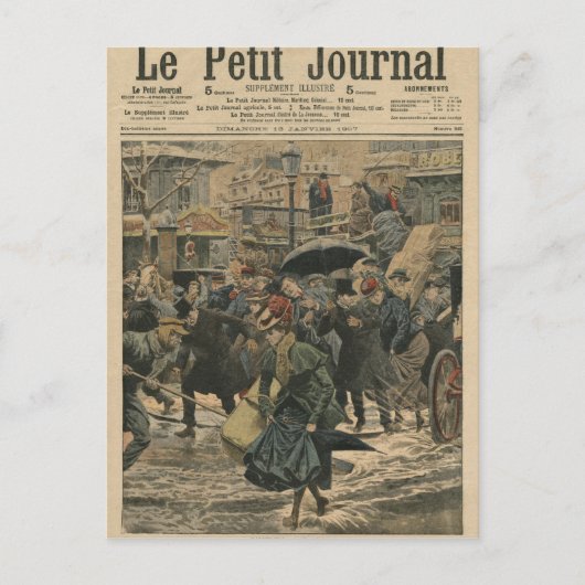 泥の中でパリの歩くで冬 ポストカード (正面)