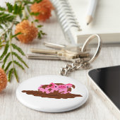 泥の中にかわいい漫画の豚 キーホルダー (側面)