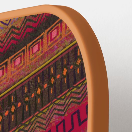 泥の布のパターンのアフリカの美インスパイアしい ピックルボールラケット (左詳細)